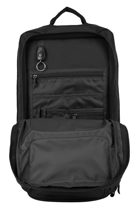 'Legion' Backpack with Rain Cover Emergency Whistle Spacious Hiking Rucksack Black - Image 5