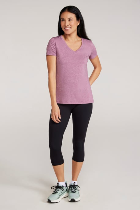 'Vitality' Women's V Neck Tee Quick Wicking Comfy T-Shirt Berry - Image 2