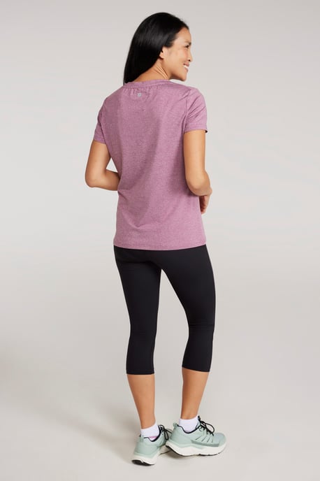 'Vitality' Women's V Neck Tee Quick Wicking Comfy T-Shirt Berry - Image 4