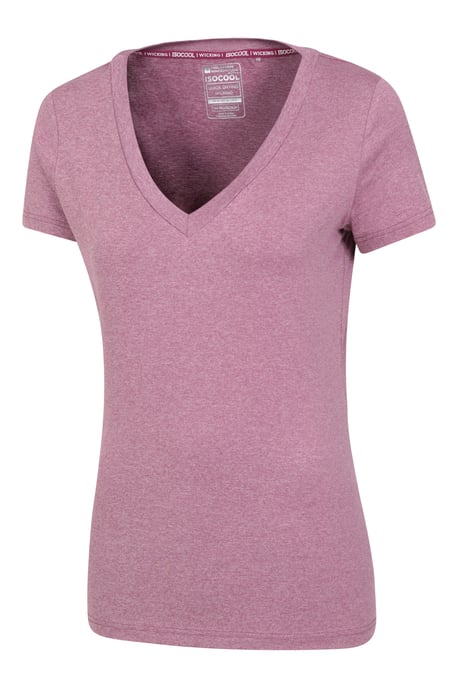 'Vitality' Women's V Neck Tee Quick Wicking Comfy T-Shirt Berry - Image 6