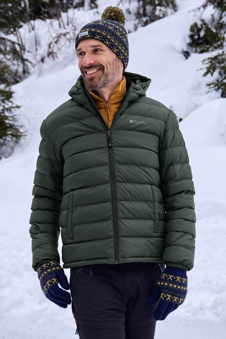 'Seasons' Men's Padded Jacket with Side Pockets Fur Lined Water Resistant Coat Green - Image 1