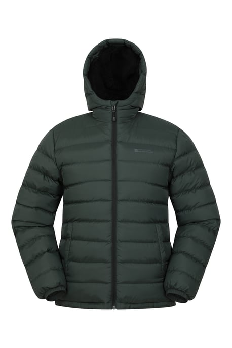 'Seasons' Men's Padded Jacket with Side Pockets Fur Lined Water Resistant Coat Green - Image 2