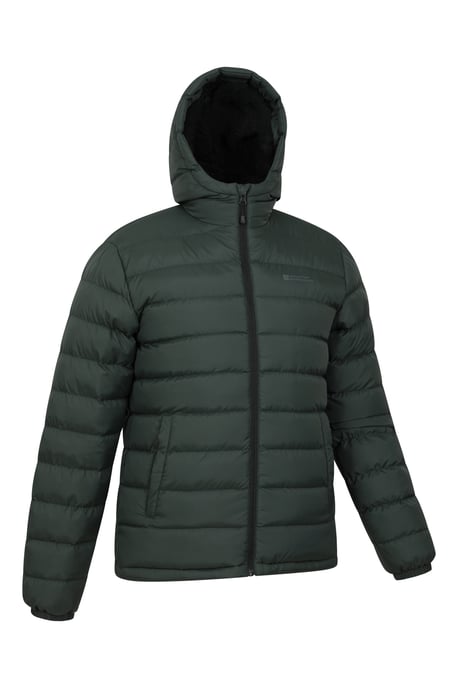 'Seasons' Men's Padded Jacket with Side Pockets Fur Lined Water Resistant Coat Green - Image 3