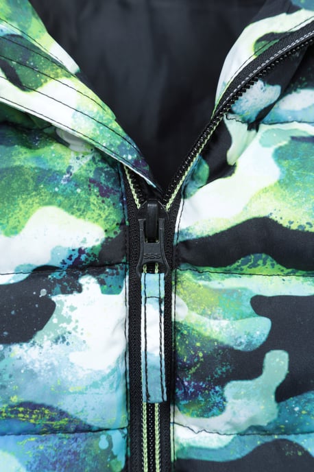 'Rocko' Kids Printed Gilet Water Resistant Padded Rain Jacket Green - Image 6