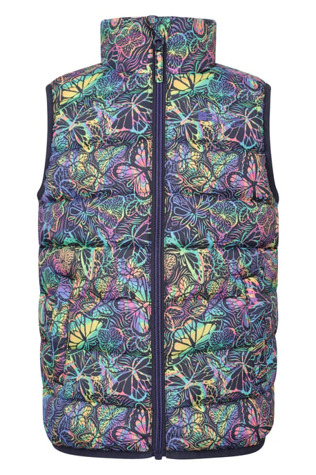 'Rocko' Kids Printed Gilet Water Resistant Padded Rain Jacket Pink - Image 2