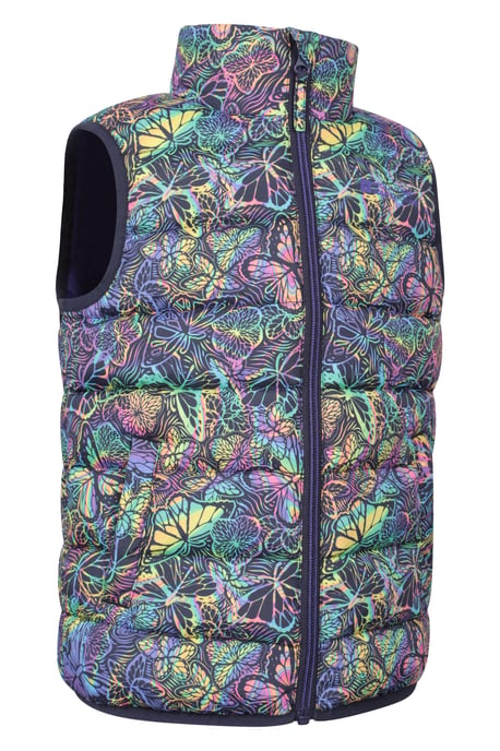 'Rocko' Kids Printed Gilet Water Resistant Padded Rain Jacket Pink - Image 3