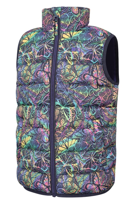 'Rocko' Kids Printed Gilet Water Resistant Padded Rain Jacket Pink - Image 5
