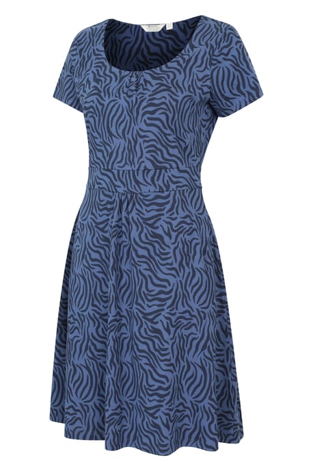 Orchid Patterned Women's UV Summer Dress with Side Pockets Holiday Beach Dress Dark Blue - Image 2