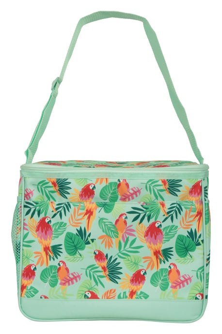 Patterned Lunch Cool Bag with Adjustable Shoulder Straps Lightweight Pale Green - Image 1