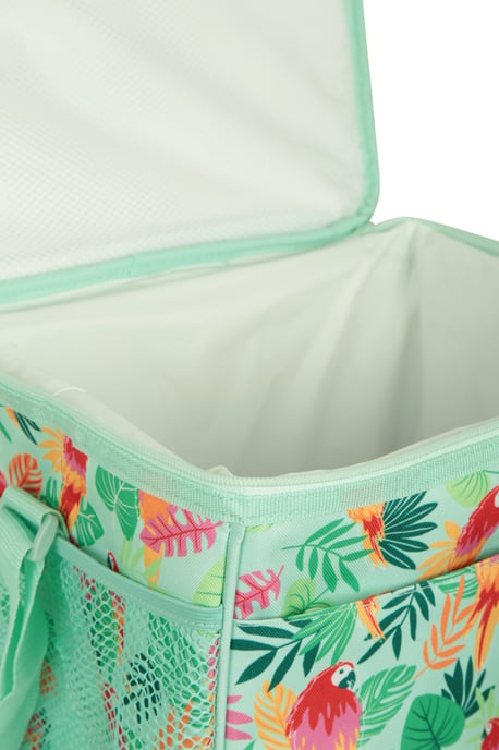Patterned Lunch Cool Bag with Adjustable Shoulder Straps Lightweight Pale Green - Image 5
