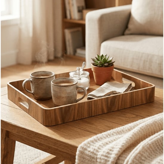 Casa di Elturo Dienblad bamboe met handgrepen – l42 x b31 x h5 cm – serveerblad hout – tray - - Image 3