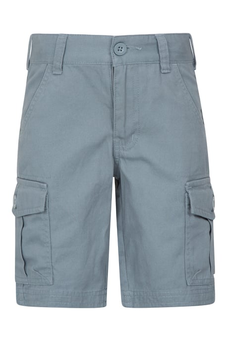'Cargo' Kids Shorts 100% Cotton Adjustable Waistband Casual Summer Bottoms Grey - Image 1