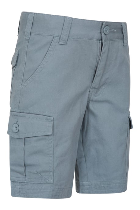 'Cargo' Kids Shorts 100% Cotton Adjustable Waistband Casual Summer Bottoms Grey - Image 2