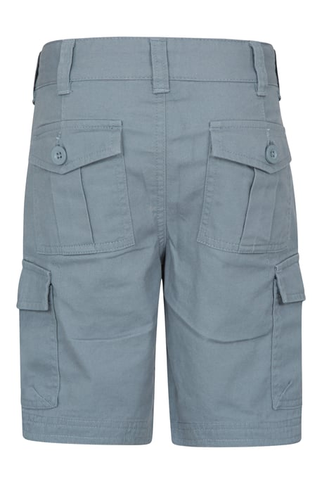 'Cargo' Kids Shorts 100% Cotton Adjustable Waistband Casual Summer Bottoms Grey - Image 3