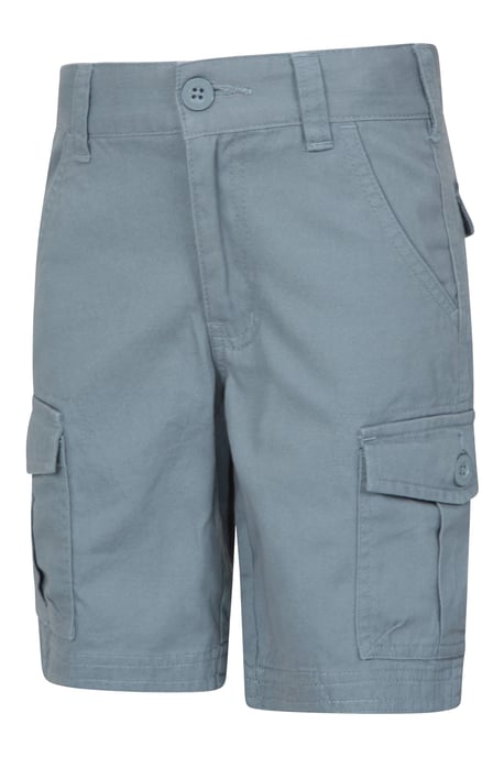 'Cargo' Kids Shorts 100% Cotton Adjustable Waistband Casual Summer Bottoms Grey - Image 4