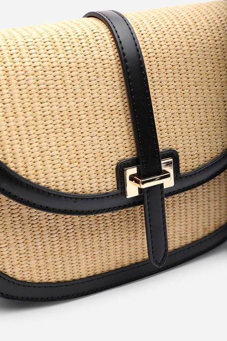 Amira Raffia Cross Body with Flap Bag - Image 5