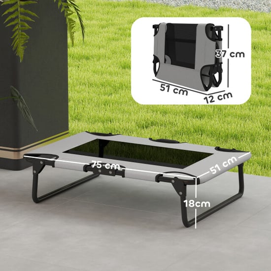 4goodz Opvouwbaar verhoogd hondenligbed 75 x 51 x 18 cm grijs - Image 3