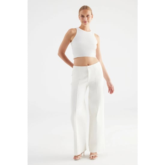 C.O.J. Denim Mid waist wide straight off white - Image 3