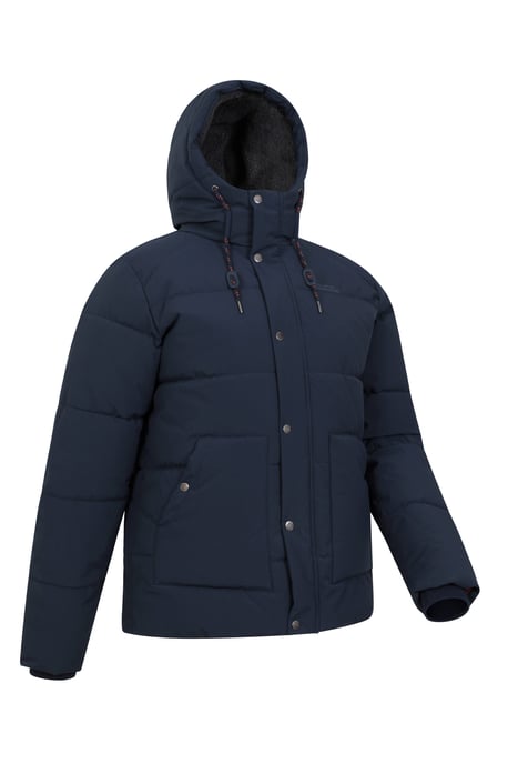 'Manta' Men's Borg Lined Jacket Isotherm Water Resistant Padded Coat Navy - Image 3