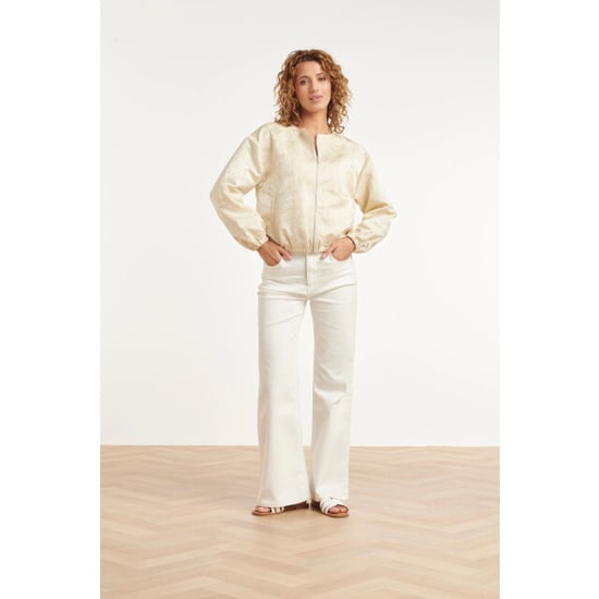 Smashed Lemon Beige bomberjack met ton-sur-ton bloemenprint | - Image 3