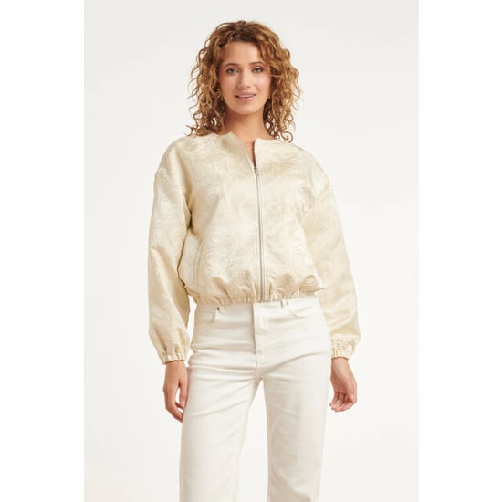 Smashed Lemon Beige bomberjack met ton-sur-ton bloemenprint | - Image 4