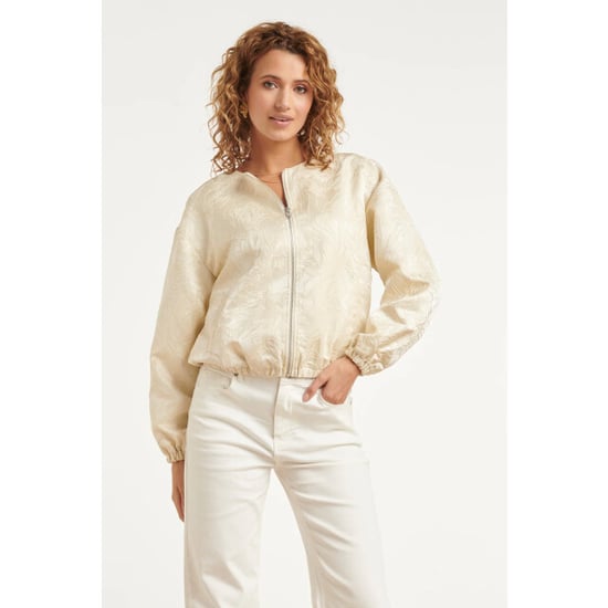 Smashed Lemon Beige bomberjack met ton-sur-ton bloemenprint | - Image 6