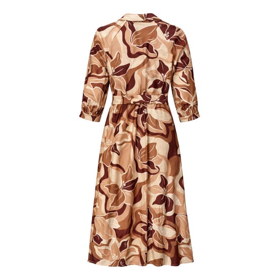 Smashed Lemon Midi jurk met bloemenprint in bruin en beige en ceintuur | - Image 2