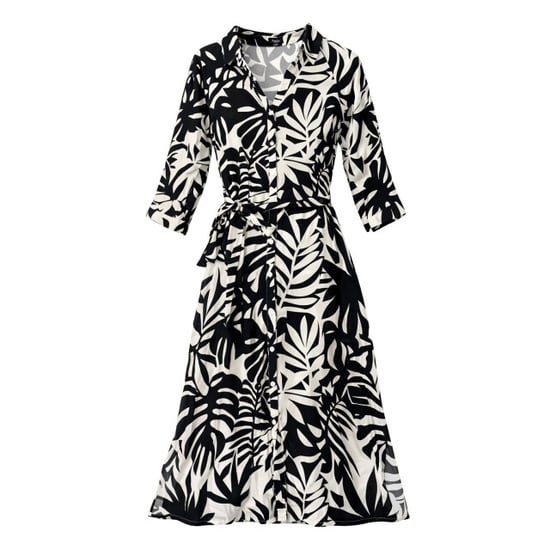Smashed Lemon Zwart-witte blousejurk met tropische print | - Image 2
