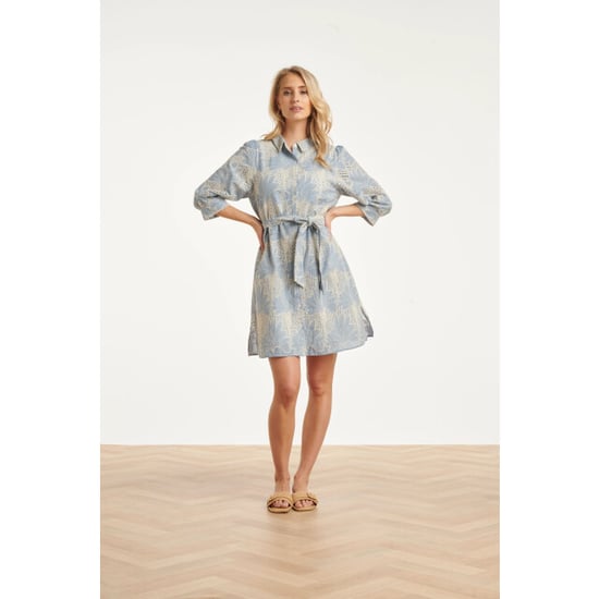 Smashed Lemon Lichtblauwe jurk met witte broderie print | - Image 1