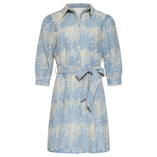 Smashed Lemon Lichtblauwe jurk met witte broderie print | - Image 3