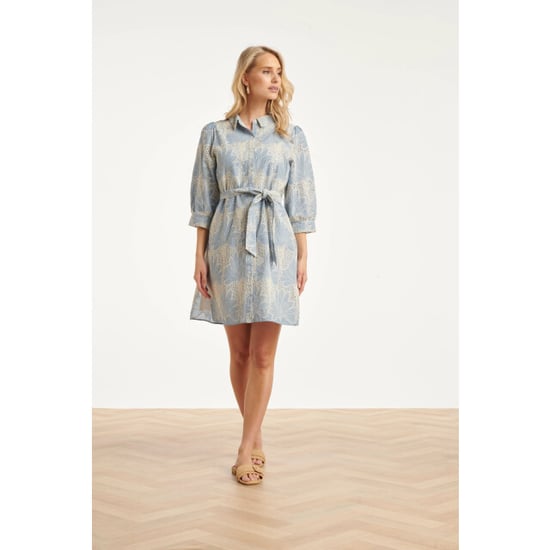 Smashed Lemon Lichtblauwe jurk met witte broderie print | - Image 5