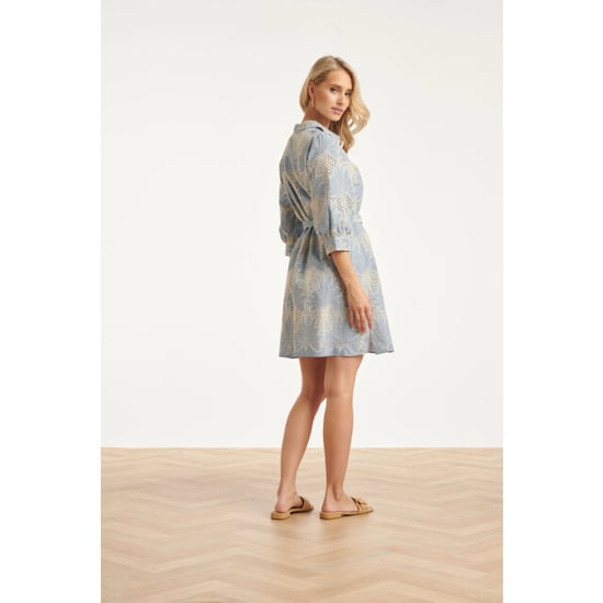 Smashed Lemon Lichtblauwe jurk met witte broderie print | - Image 6