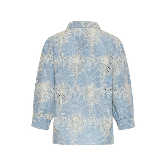 Smashed Lemon Lichtblauwe blouse met witte broderie print | - Image 4
