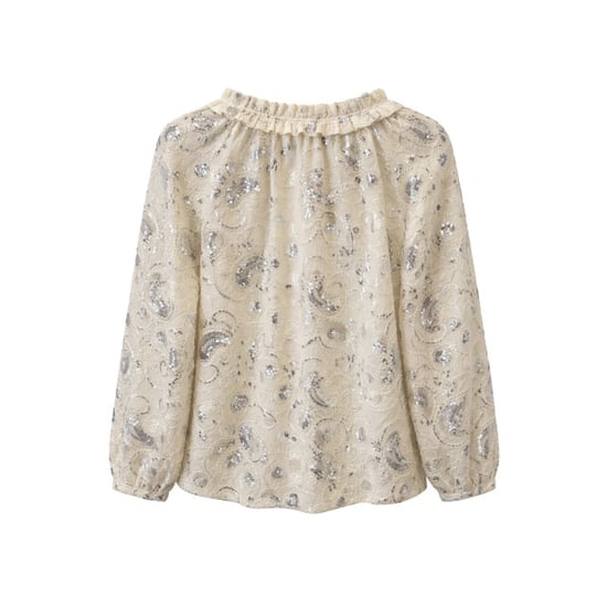 Smashed Lemon Champagnekleurige blouse met pailletten en ruffles | - Image 5