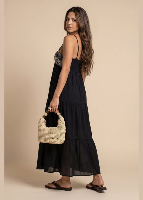 Embroidery Panel Gauze Dress - Image 2