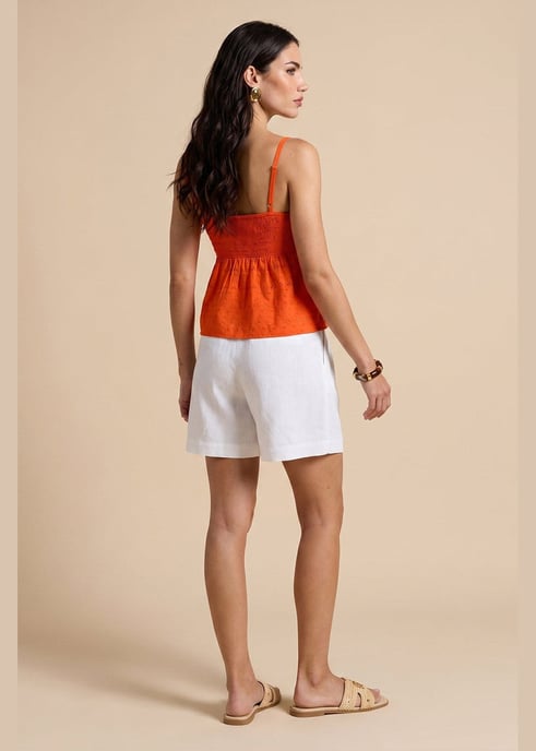 Shirred Brodiery Top Orange - Image 3
