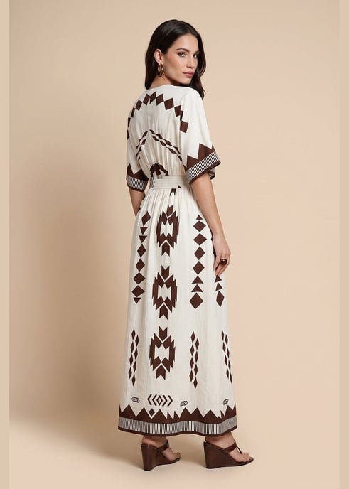 Pattern Angel Sleeve Maxi Dress - Image 3