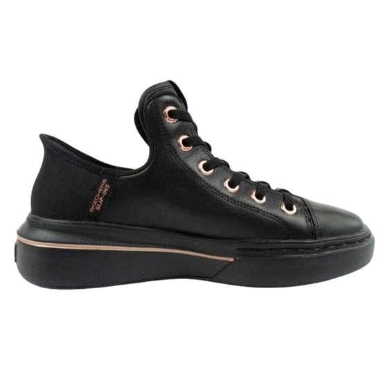 Skechers Womens/Ladies Logo Leather Slip-In Trainers (Black) - Image 1