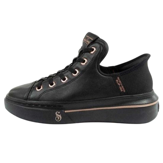 Skechers Womens/Ladies Logo Leather Slip-In Trainers (Black) - Image 3