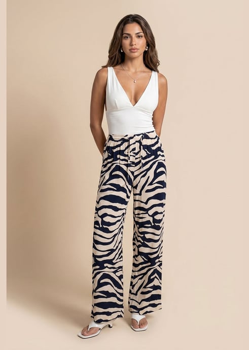 Zebra Trouser Navy Pattern - Image 1