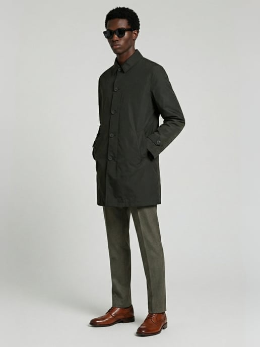 James Harry Brown Basic Raincoat in Khaki - Image 1