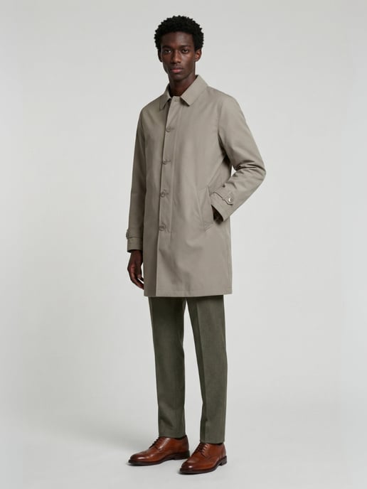 James Harry Brown Basic Raincoat in Stone - Image 1