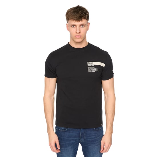 Duck and Cover Heren Tatick Geborsteld Katoenen T-Shirt (Zwart) - Image 1
