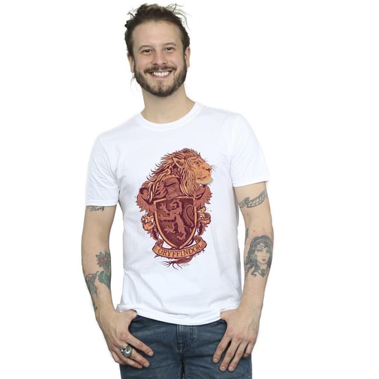 Harry Potter Heren Gryffindor Schets Crest T-Shirt (Wit) - Image 2