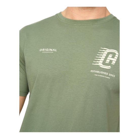 Crosshatch Mens Morville Cotton T-Shirt (Olive) - Image 2