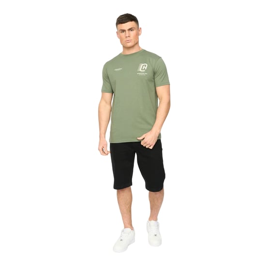 Crosshatch Mens Morville Cotton T-Shirt (Olive) - Image 3