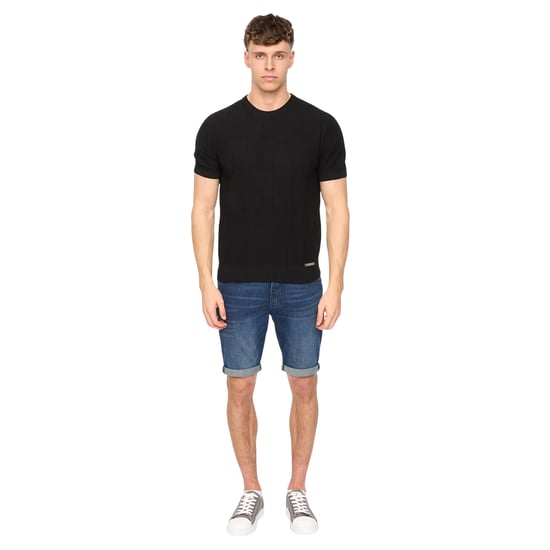 Duck and Cover Heren Littleton Gebreid T-Shirt (Zwart) - Image 4
