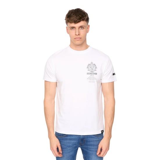Duck and Cover Heren Stoneham Geborsteld Katoenen T-shirt (Wit) - Image 1