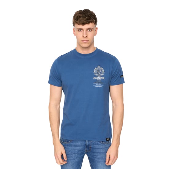 Duck and Cover Heren Stoneham Geborsteld Katoenen T-Shirt (Blauw) - Image 1
