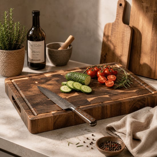 Casa di Elturo Snijplank lucano l40,5 x b34 cm – massief acaciahout – extra dik hakblok met - Image 3